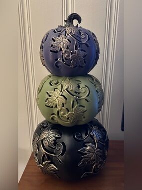 Set of 3 Illuminated Stacking Pumpkins by Valerie Parr Hill